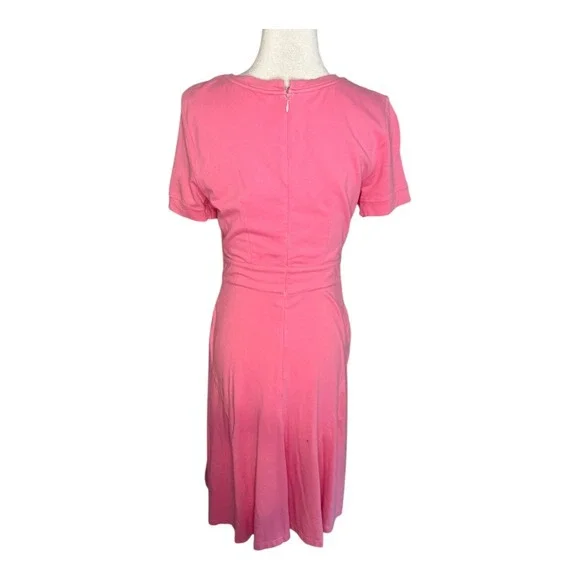 eShakti Pink Button Front Knit‎ Midi Dress Short Sleeve Casual Womens Size 4 - Picture 4 of 9